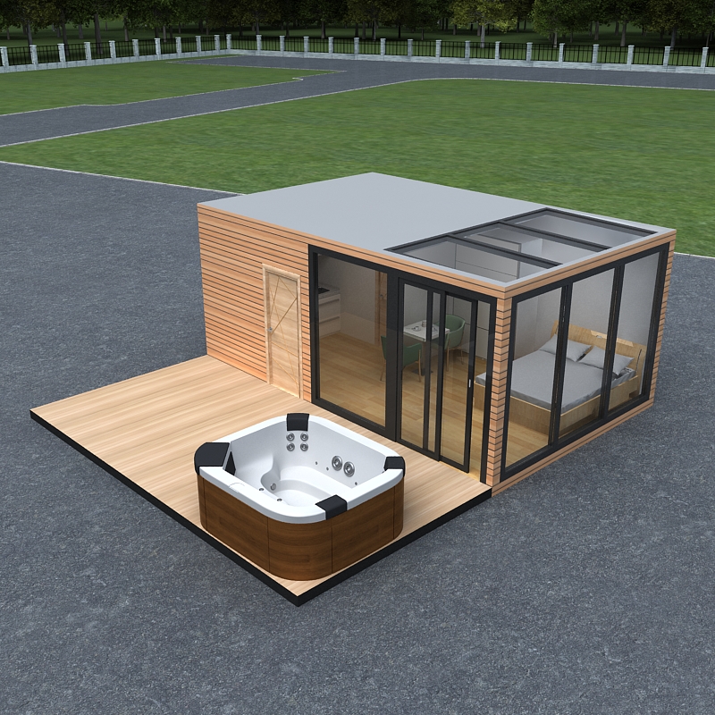 cube container house with pool